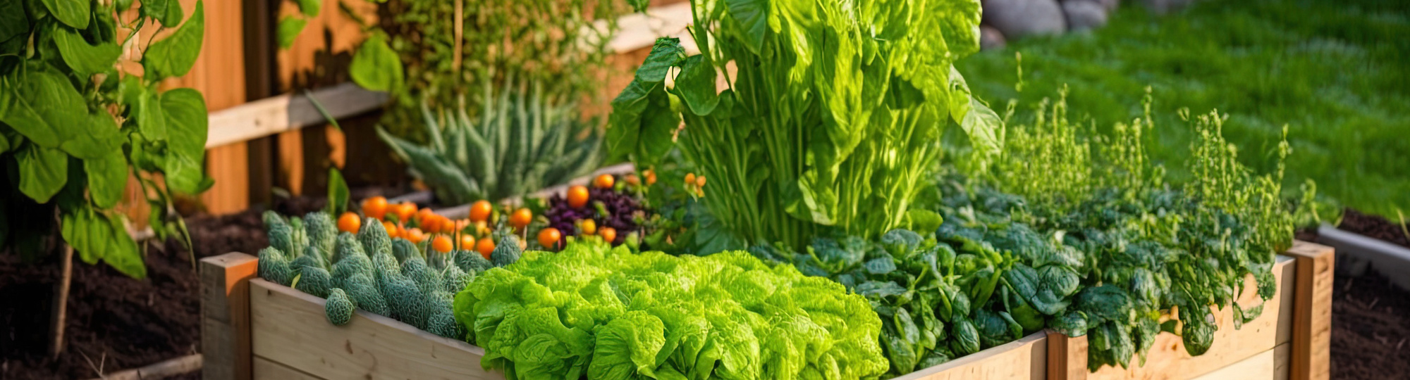Holzhochbeet für einen biologischen Gemüsegarten mit vertikalem Anbau, einschließlich Bohnen, lokal angebaute Gemüse in einer großen Metropole.